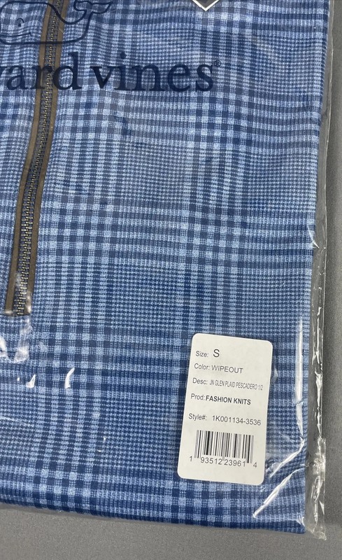 Vineyard Vines Golf Pullover JN Glen Plaid Pescadero 1/2 Zip Small Blue $148 gallery