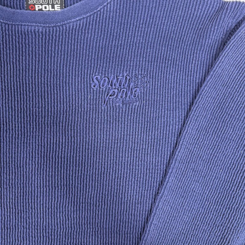 Southpole Mens Large Navy Blue Waffle Knit Thermal Long Sleeve Shirt Y2K gallery
