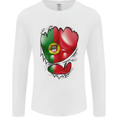 Gym Portuguese Flag Ripped Muscles Portugal Mens Long Sleeve T-Shirt