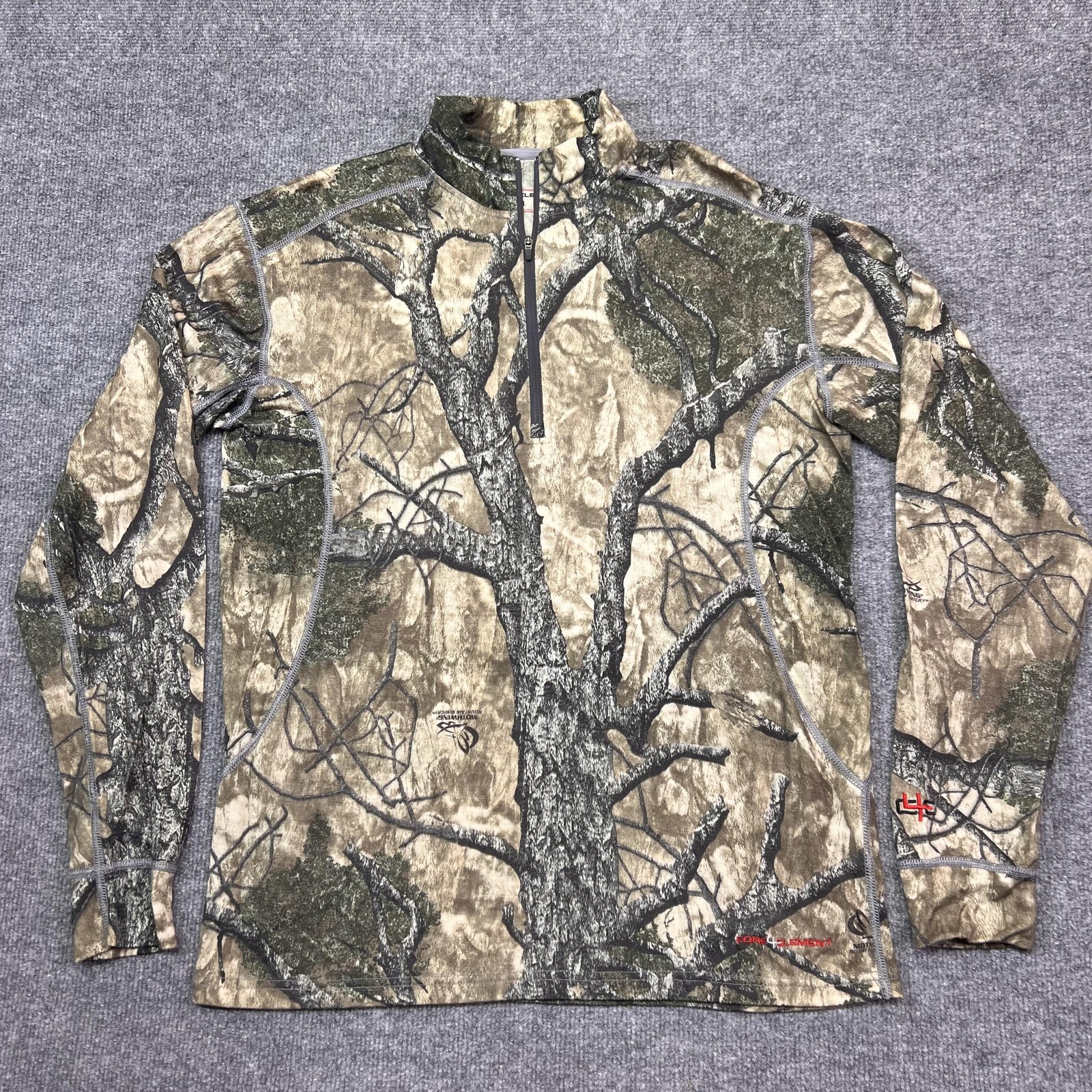 Core4Element Pullover Mens Large Mothwing Camo 1/4 Zip Merino Wool Hunting Shirt gallery