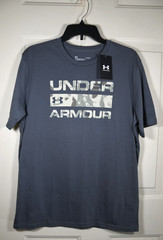 NWT Under Armour Stacked Camo Logo Fill Men’s Large Castlerock Gray T-shirt