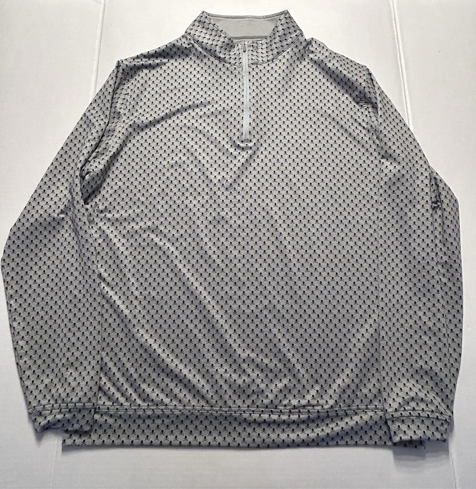 Peter Millar Mens Performance Pullover 1/4 Zip Skull Golf Clubs Crossbones XL