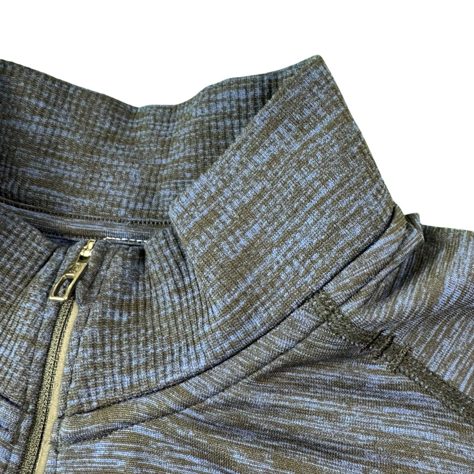 Lululemon Blue Black Heathered Metal Vent Half Zip Men’s Pullover Size Medium gallery