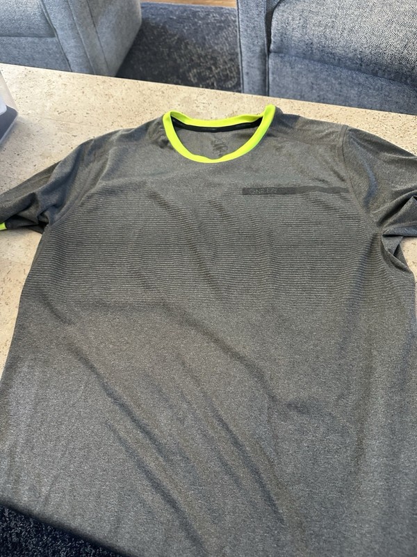 Nike Dri-FIT Men’s Athletic Gray Neon Yellow Short Sleeve Performance Tee LRG gallery