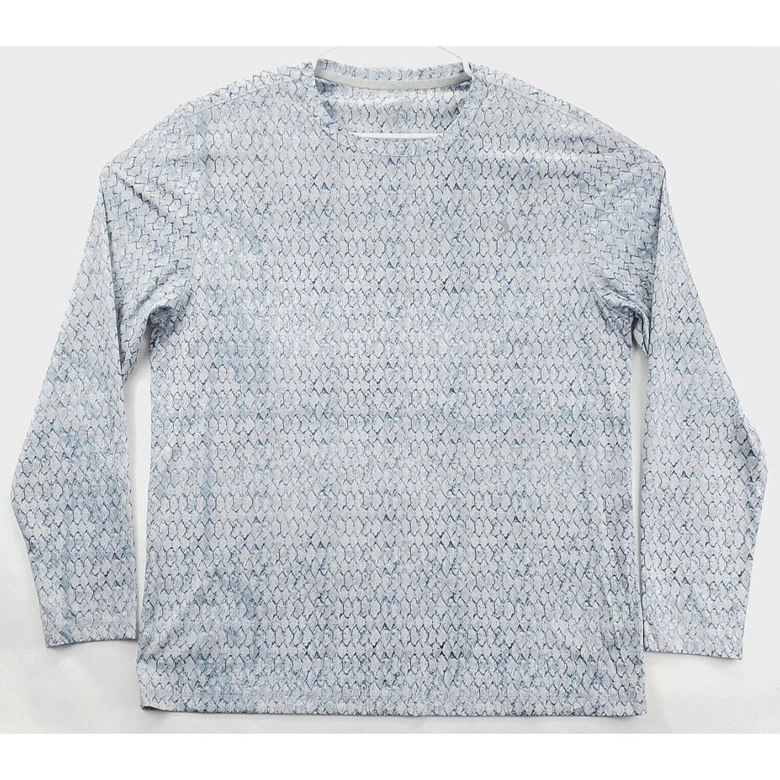 Reel Legends Fishing Shirt Mens Large Blue White Snakeskin Performance Reel Tec gallery