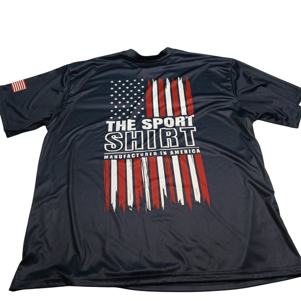 The Sport Shirt Mens XXL Navy Blue Performance Moisture Wicking T Shirt USA Flag