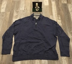 Polo Golf Pullover Mens 2XB 1/4 Zip Blue Shirt Ralph Lauren Pockets Cotton