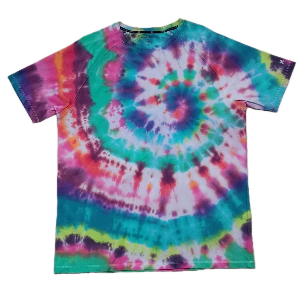 Handmade Tie-Dye XL Kenneth Cole Active T-Shirt Breatheable Festival Unisex OOAK