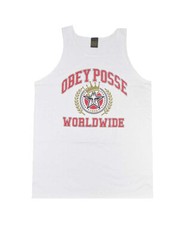 Obey POSSE WORLDWIDE White Red Posse Graphic Logo Screenprint (D) Men’s Tank Top
