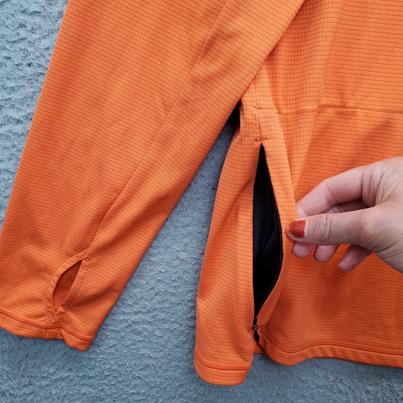Zella Activewear Top Men Medium Orange Stretch Pocket Thumb Hole Sleeve Half Zip gallery
