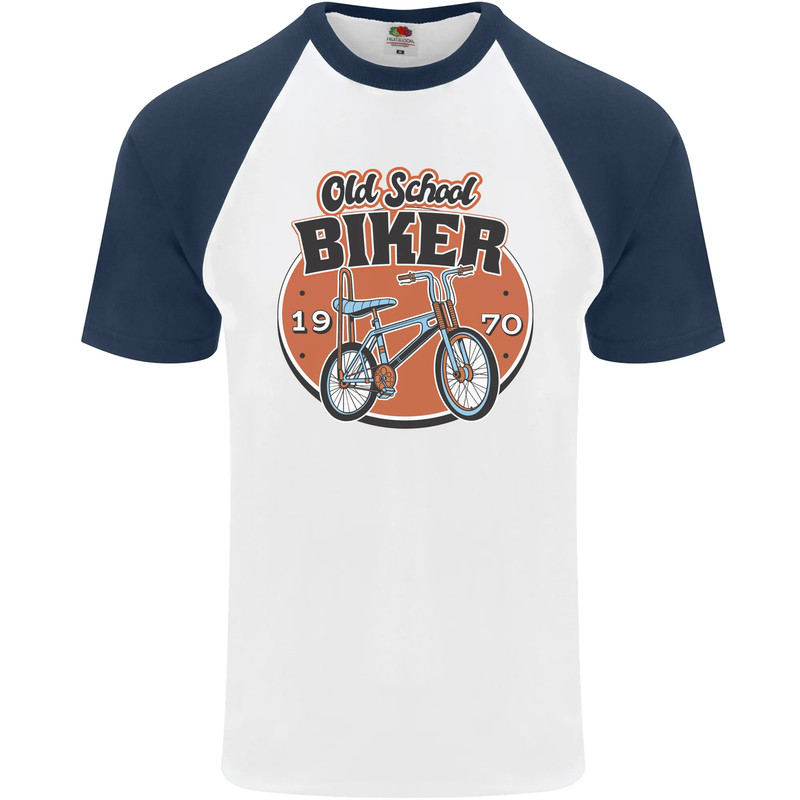 Old School Biker Bicycle Chopper Cycling Mens S/S Baseball T-Shirt gallery