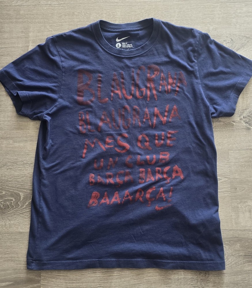 NIKE Barcelona FCB Club BARCA T Shirt Men's Large Blue