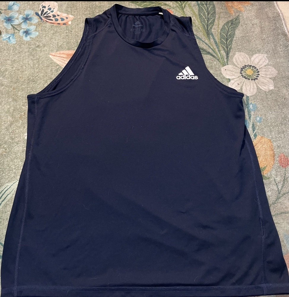 ADIDAS FREELIFT CLIMALITE WORKOUT RUNNING MENS MUSCLE SLEEVELESS SHIRT NAVY L