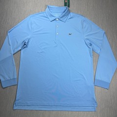 Vineyard Vines Polo Tee Shirt Mens L Large Blue Performance Whale Outdoor NWT