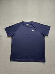 Under Armour Men T Shirt L Navy Blue Crew Neck Short Sleeve Pullover Activewear