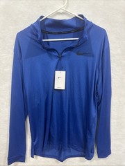 Nike Pro Men’s Dri-fit Quarter Zip DM5503-480 Size L Azure Blue Long Sleeve