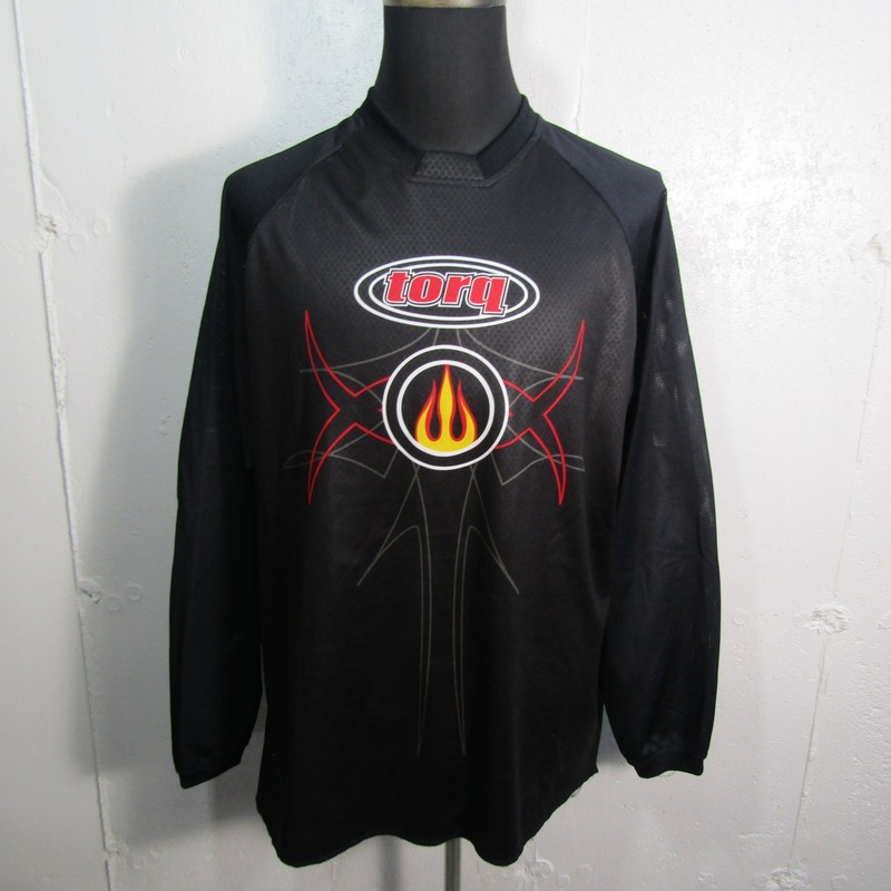 torq OCTANE Men's Large Black Long Sleeve Activewear Top Jersey Padded Elbows gallery