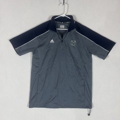Adidas Soccer Windbreaker Shirt Mens Medium Gray Short Sleeve Casual Football