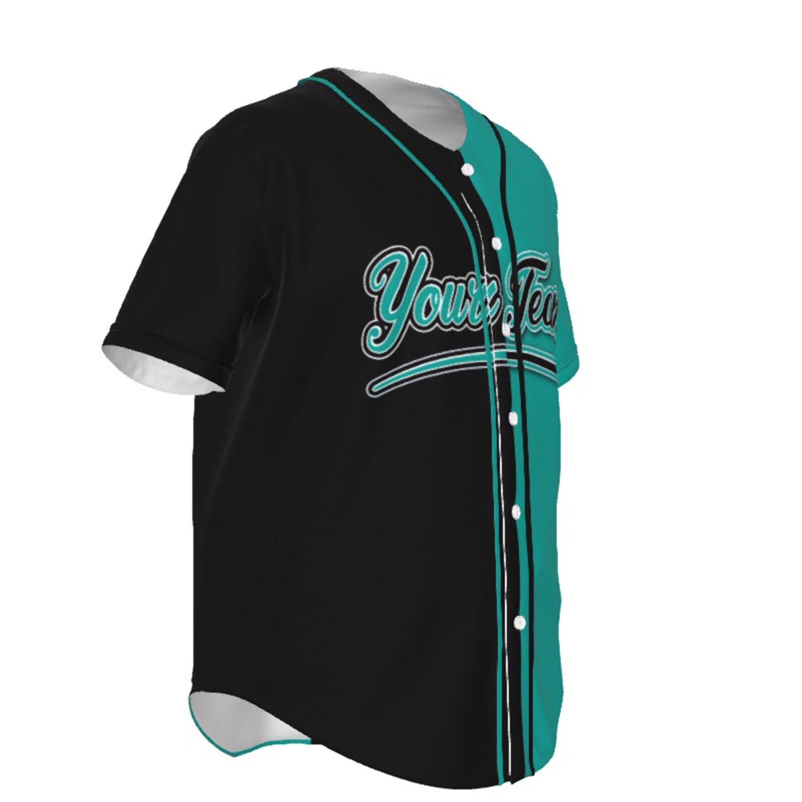 Fully Custom Black and Teal Baseball Softball Team Design Baseball Jersey BS-18 gallery