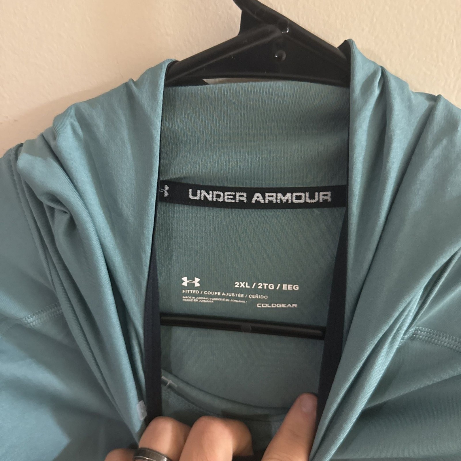 Under Armour Long-Sleeve Performance Shirt, Teal & Black, Men's Large gallery