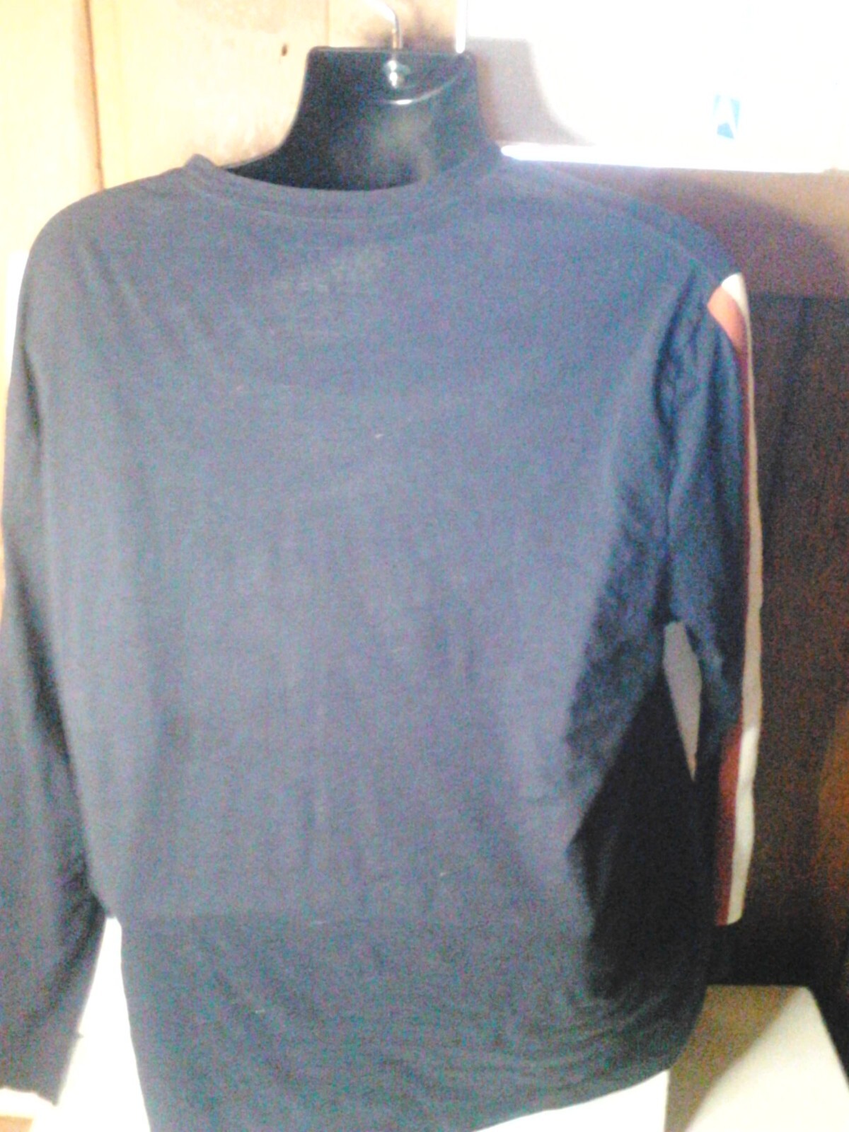 Nautica Navtech long sleeve shirt dark blue/red/white stripes XL gallery