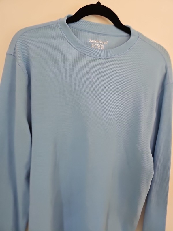 Saddlebred Comfort Flex Men's Large Blue Thermal Shirt Crew Neck Long Sleeve gallery