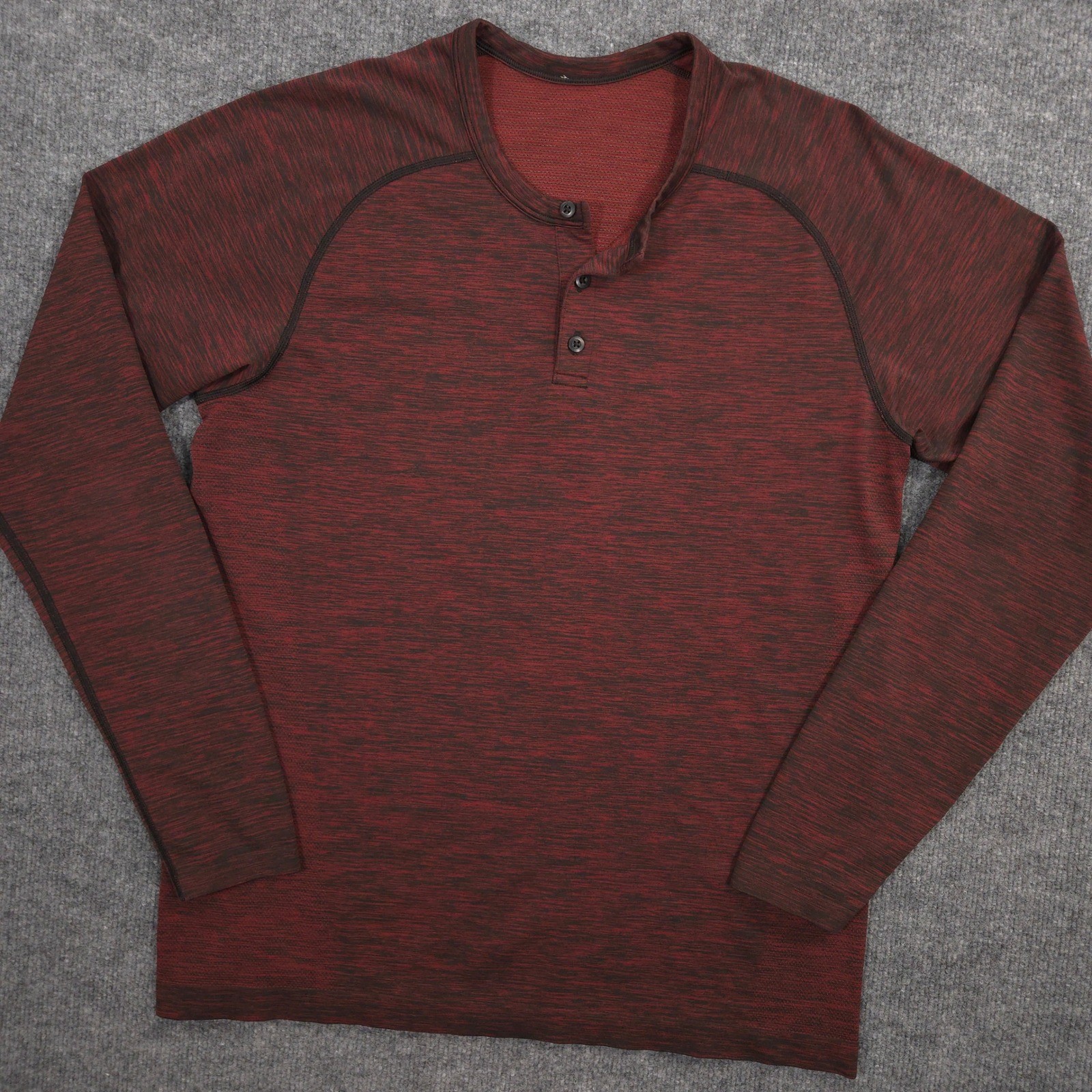 Lululemon Metal Vent Tech Henley Shirt Mens L Red Black Performance Long Sleeve gallery