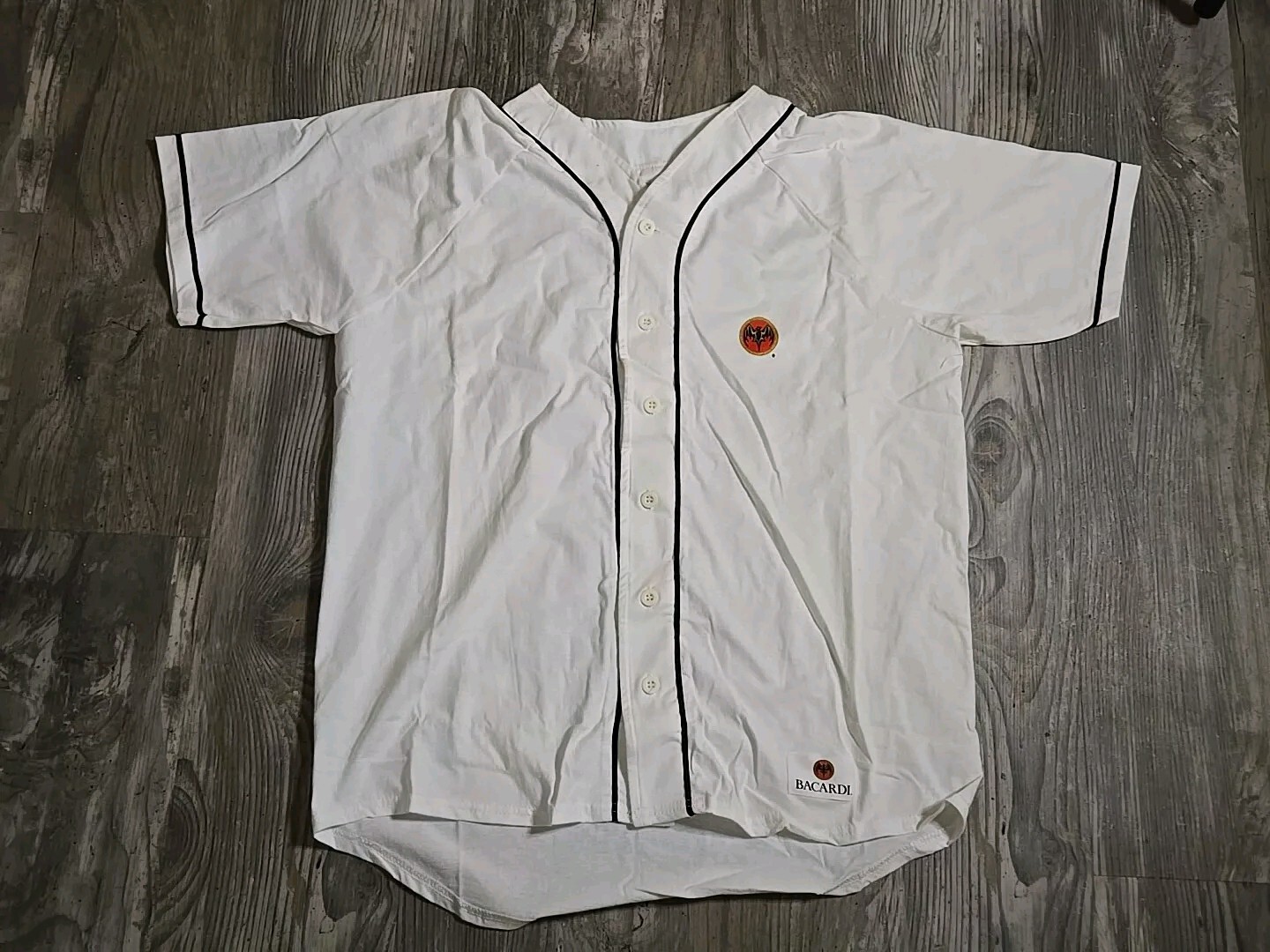 Bacardi Baseball Jersey White Button Closure Size Large New gallery