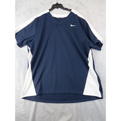 Nike Team Baseball 2-Button Henley Jersey Mens 3XL Navy White Dri-Fit Blank