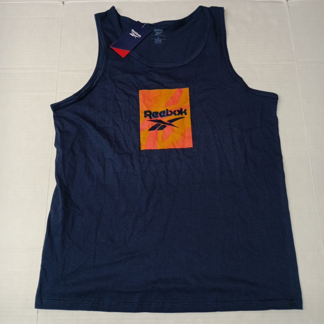 Reebok Tank Top Men's L Large Blue Training GS Vector Tank T-Shirt 100% Cotton gallery