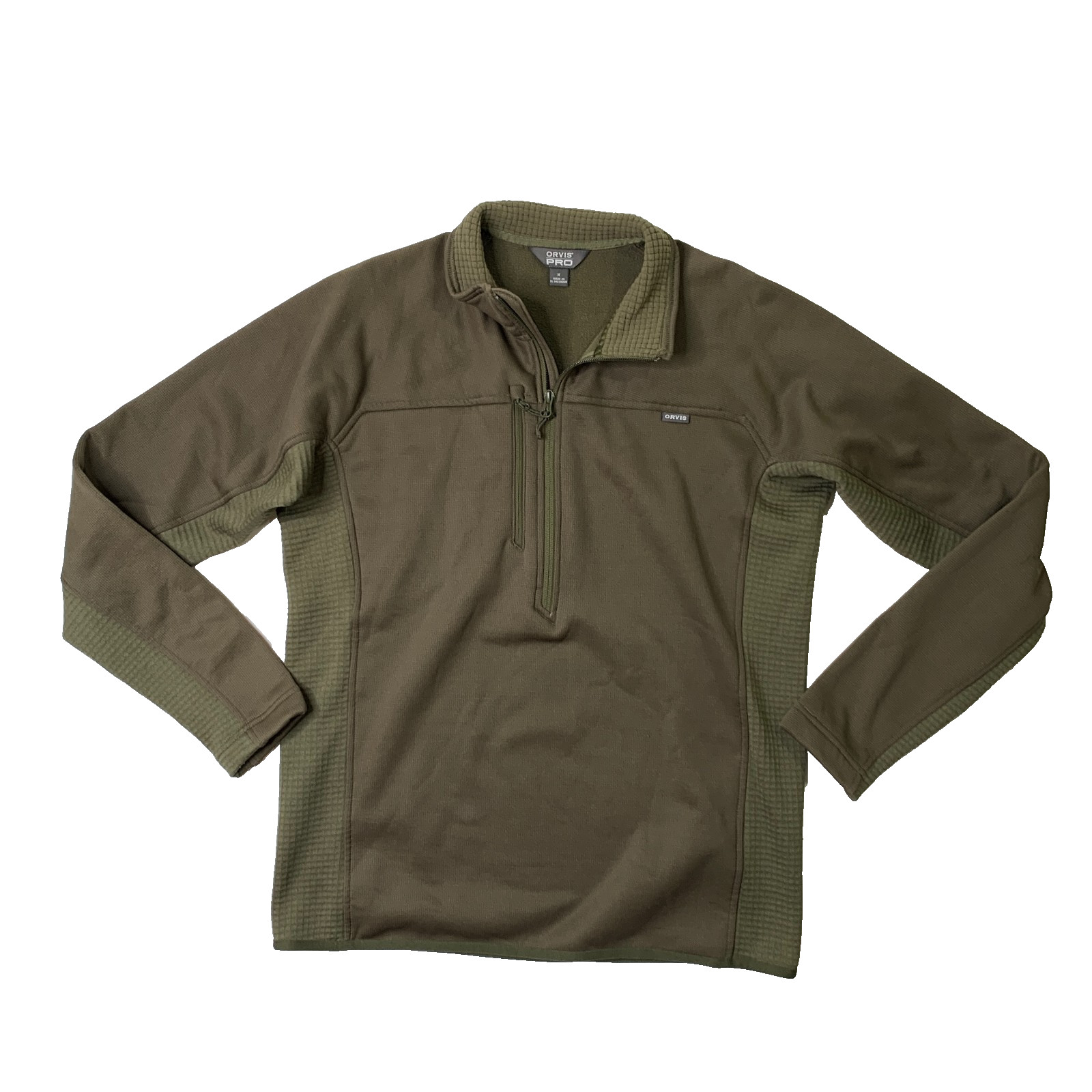 Orvis PRO Sweatshirt Mens M Medium Moss Half Zip Fleece Waffle Knit Midlayer gallery