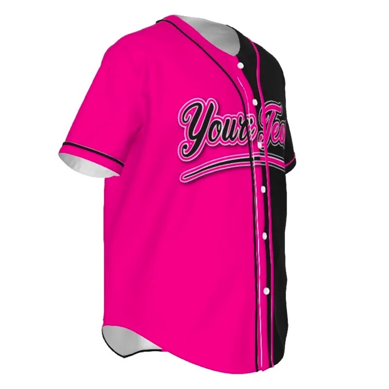 Fully Custom Pink and Black Baseball Softball Team Design Baseball Jersey BS-12 gallery