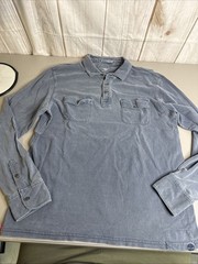 Timberland Long Sleeve Polo Shirt Double Pocket Button Sleeve Men’s L LARGE Blue