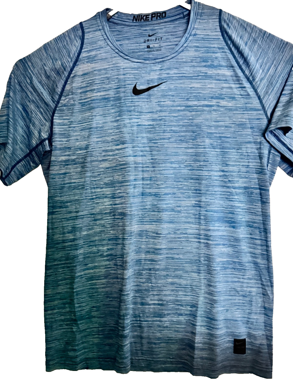 Nike Pro Dri- Fit Light Blue Striped Short Sleeve Pullover Size XL Nylon/Polyest gallery