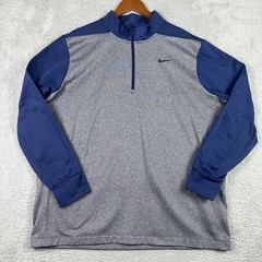 Nike Dri-Fit 1/4 Zip Pullover Mens XXL Blue Grey Heather Fleece Golf AA3323-410
