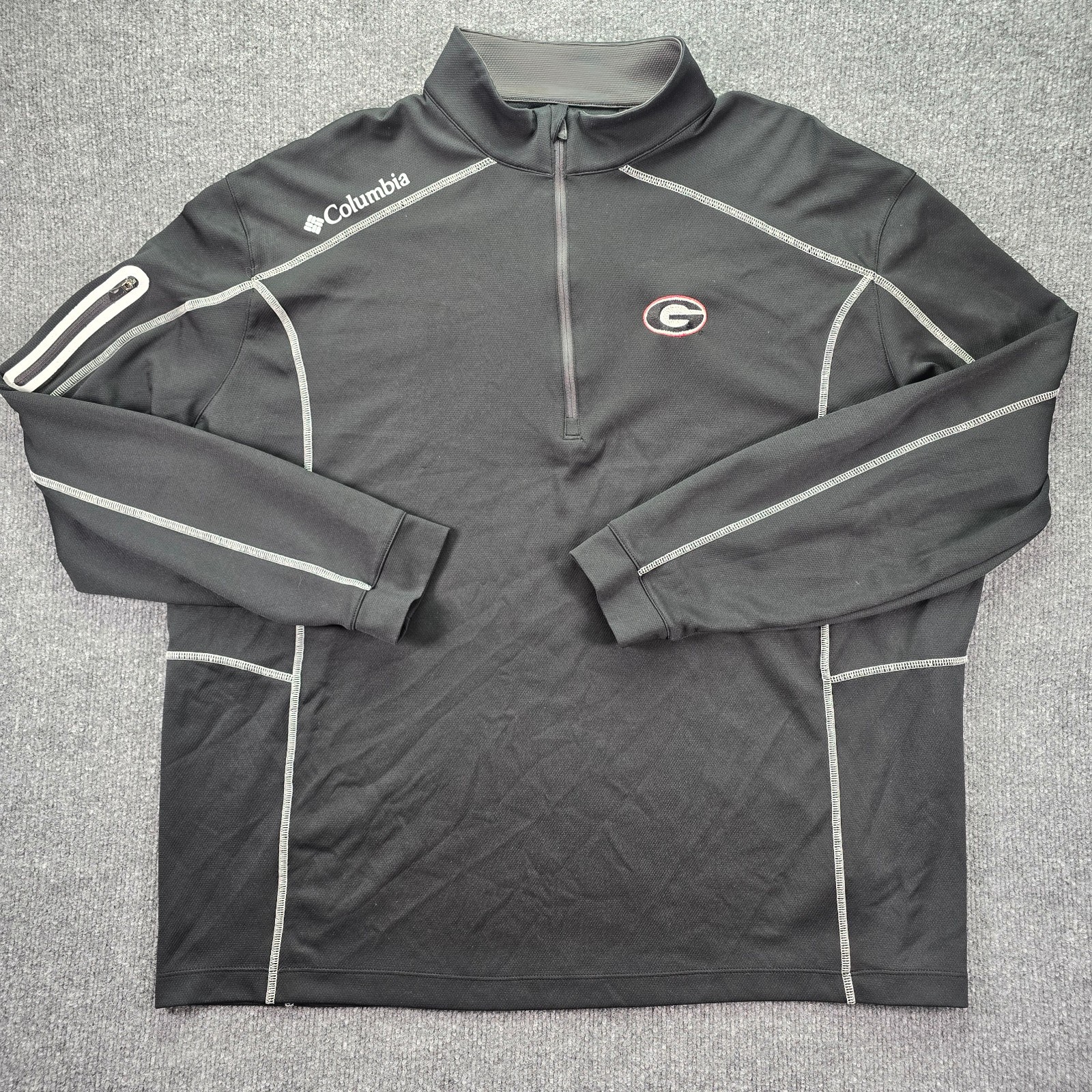 Columbia Omni-Wick Shotgun 1/4 Zip Pullover Mens 2XL XXL Black UGA Georgia Golf gallery