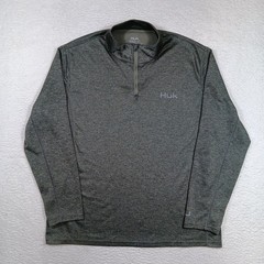 Huk Pullover Mens XL Green Performance 1/4 Zip Lightweight Outdoor Fishing