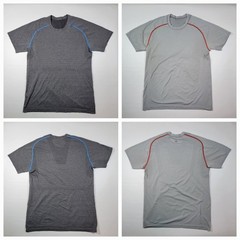 LOT OF 2 MENS LULULEMON METAL VENT TECH SHORT SLEEVE SHIRT GRAY BLUE ORANGE Sz M