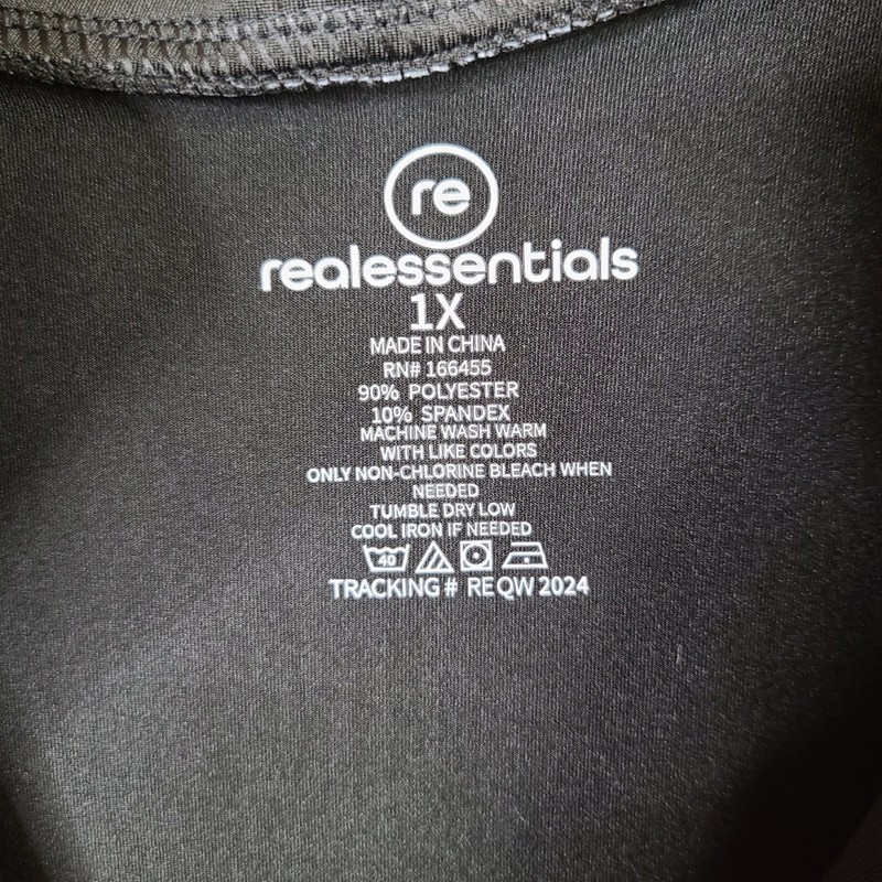 Real Essentials Shirt Mens 1X Black Quarter Zip 1/4 Pullover Long Sleeve Active gallery