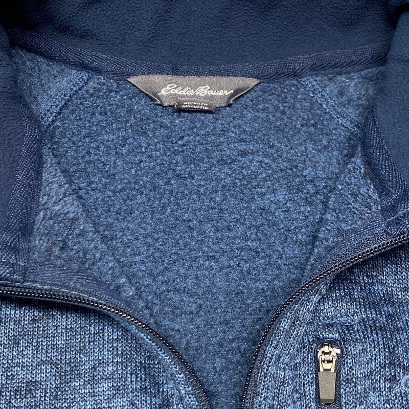 Eddie Bauer Men's Pullover 1/2 Zip Fleece Lined 100% Polyester Blue Sweater XL gallery