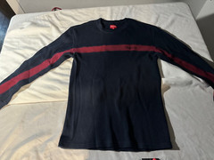 Supreme Panel Stripe Waffle Thermal Navy FW18 Sz medium *read description*