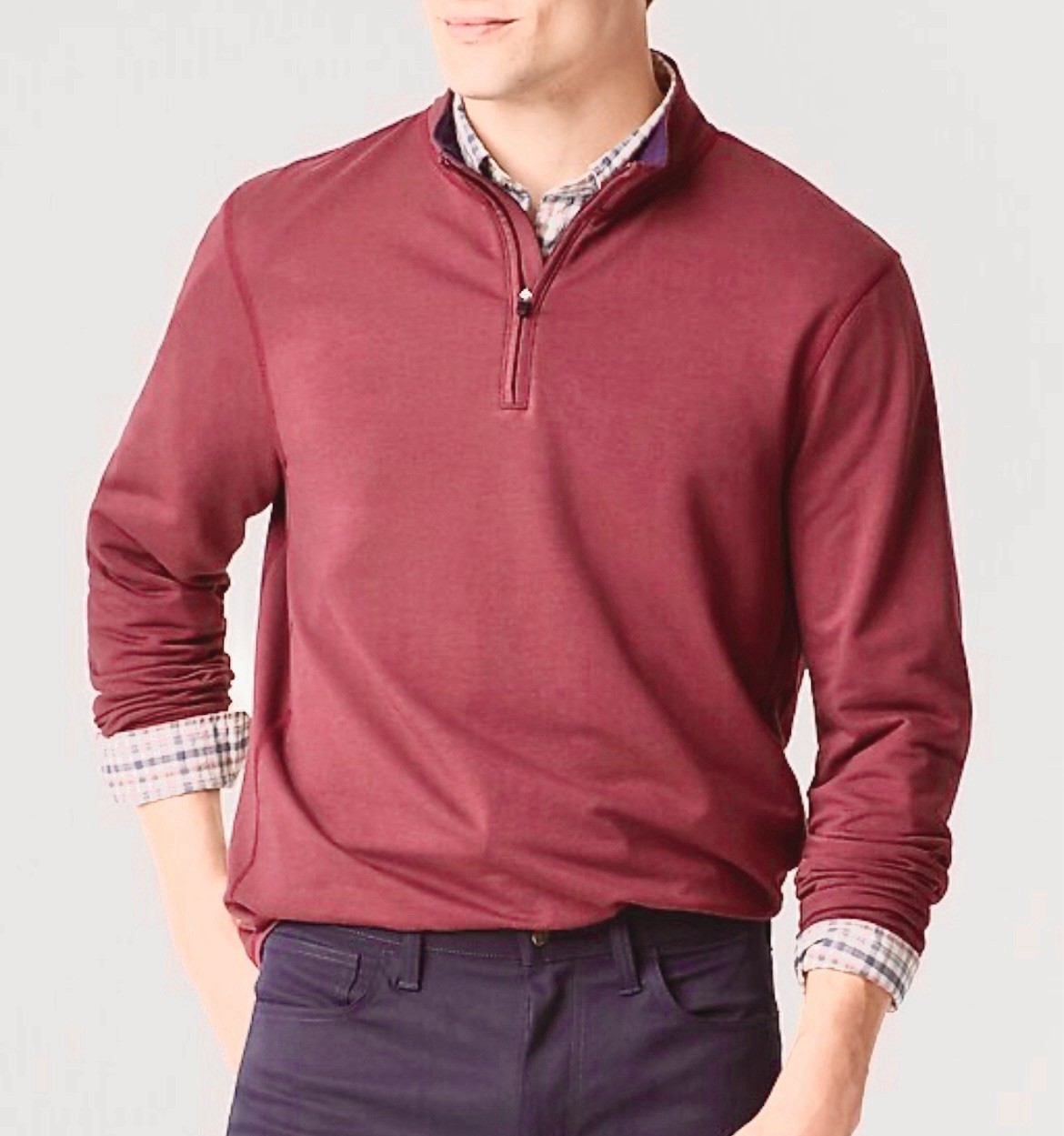 EUC! J. Crew Performance Red Half-zip Pullover with COOLMAX Technology Size L gallery
