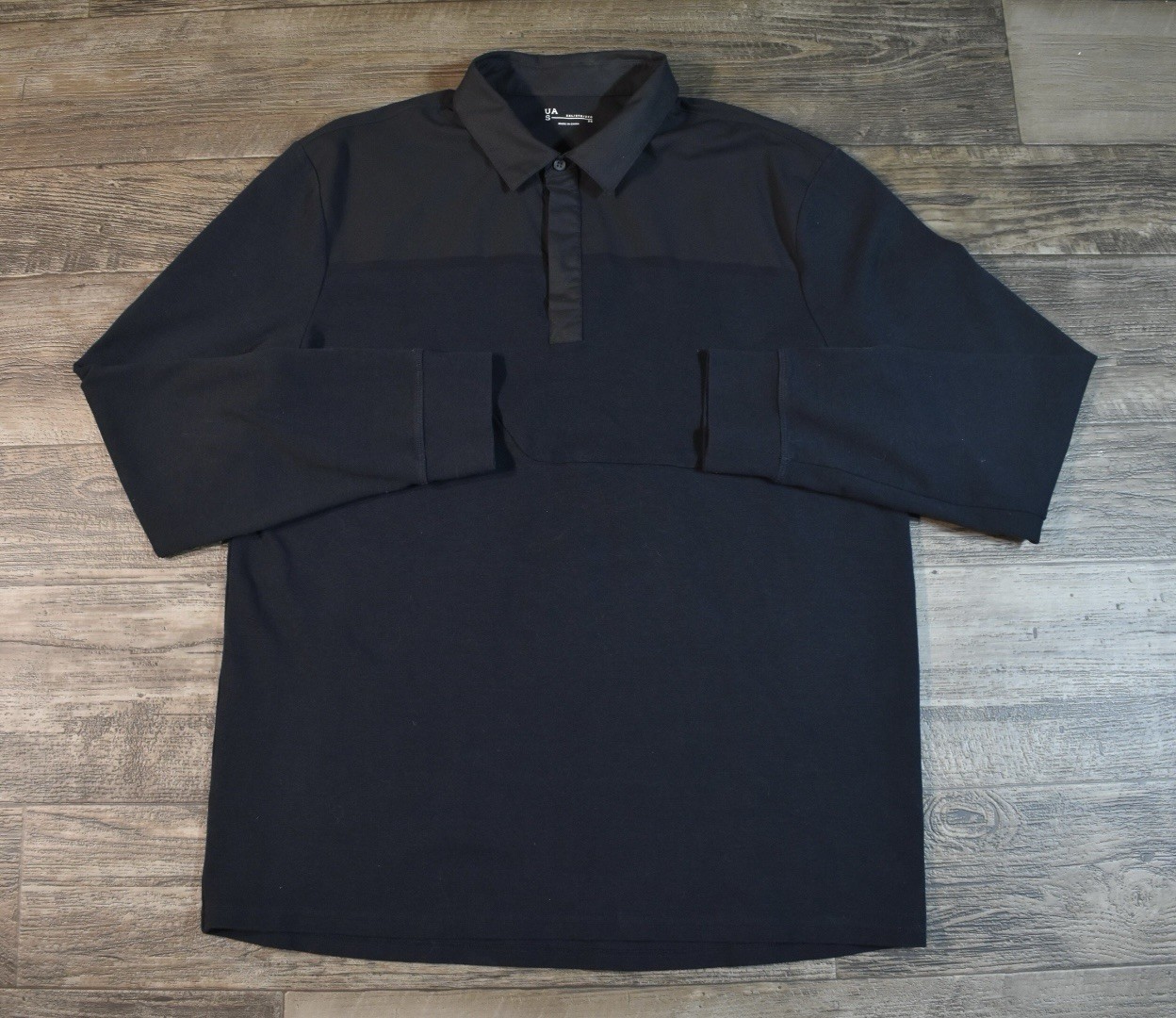 Under Armour UAS Hybrid Long Sleeve Shirt Polo Mens 2XL Black Casual Performance gallery