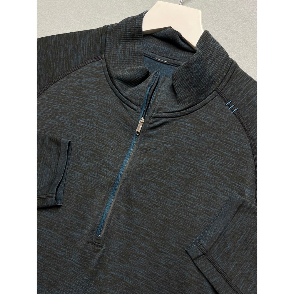 Lululemon Mens Metal Vent Tech 1/2 Zip 2.0 Pullover Dark Teal Black Space Dye L