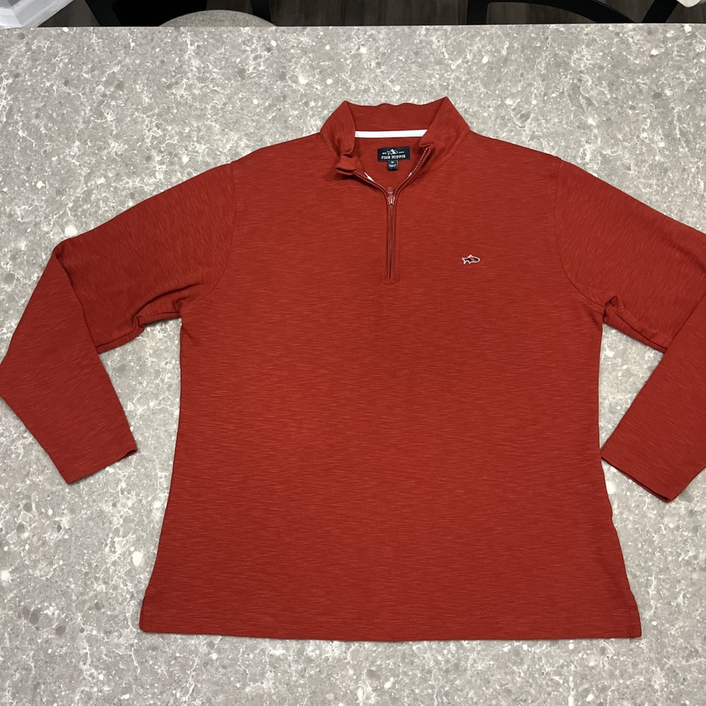 Fish Hippie Shirt Mens 1/4 Zip Pullover M Red