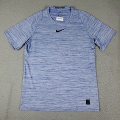 Nike T Shirt Mens Size Large Blue Pro Swoosh Training Active Short Sleeve