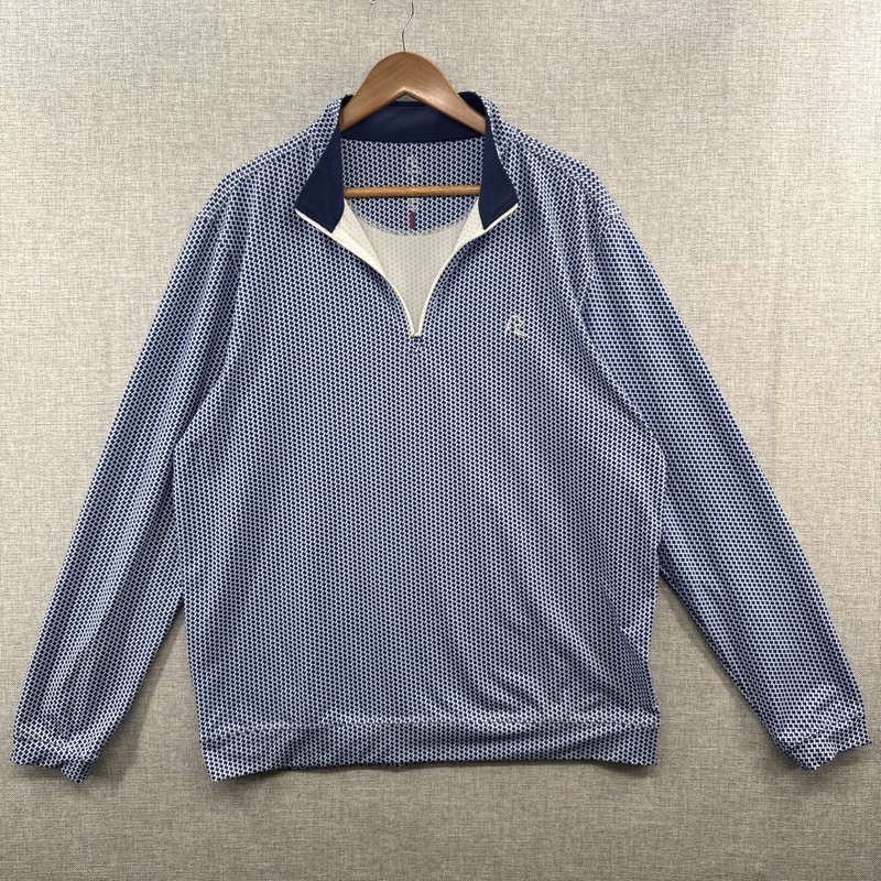 Rhoback Q Zip Pullover Large Texas Blue 1/4 Zip Golf Performance Stretch Adult gallery