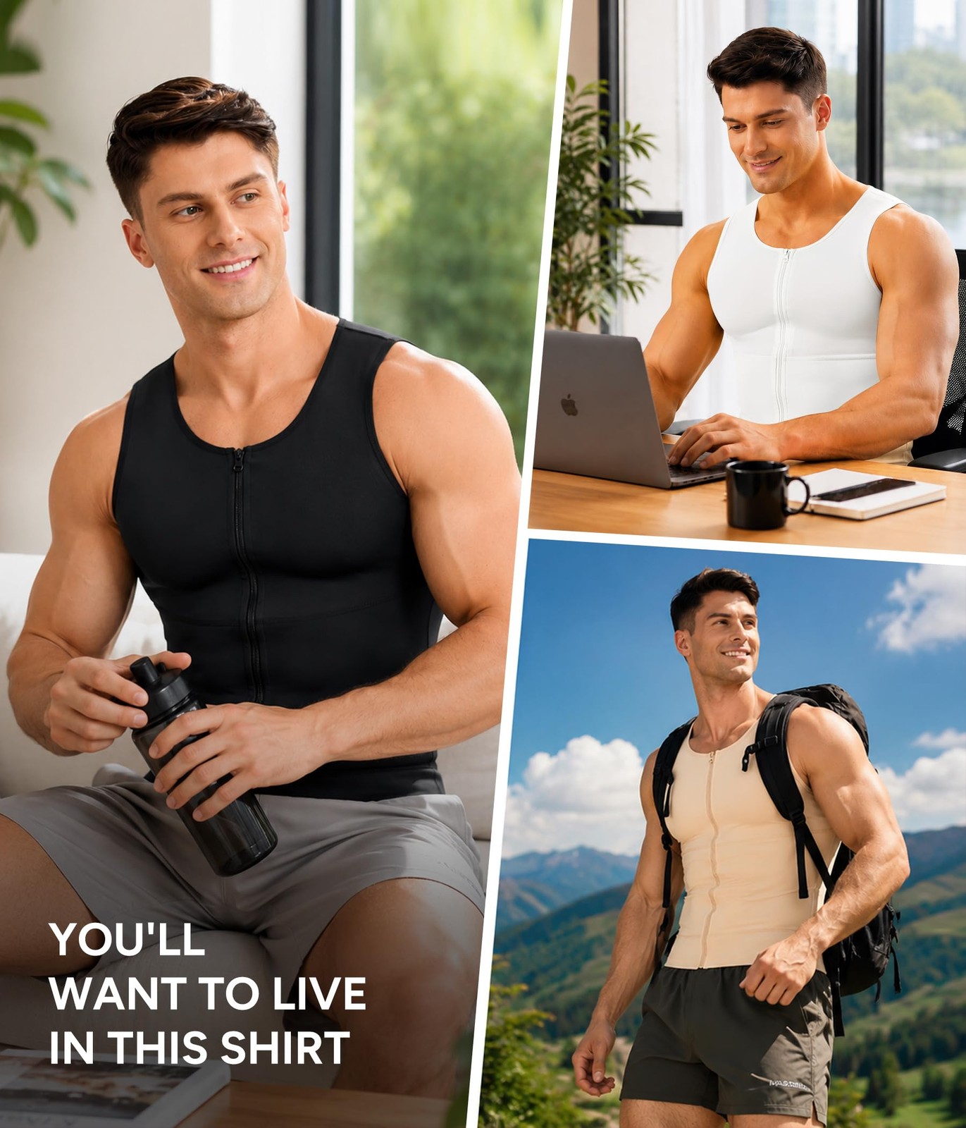 Compression Shirt Men Tank Top Compression Undershirt Mens Shapewear Body Sha... gallery