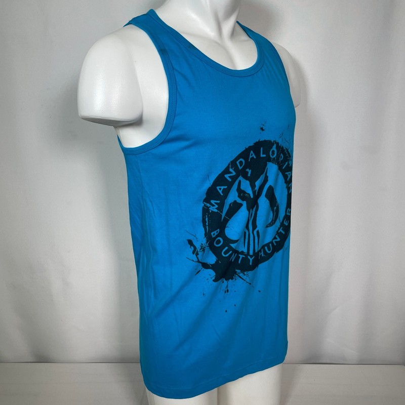 Mandalorian Bounty Hunter Mythosaur Logo Star Wars Blue Tank Top Men's SMALL gallery