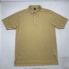 Dunning Polo Shirt Golf Mens XL Tan Gold Striped Short Sleeve Active